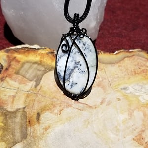Wire Wrapped Dendritic Opal Pendant